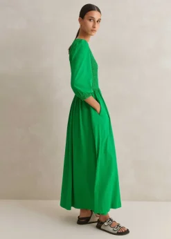 Slub Cotton V-Neck Maxi Dress