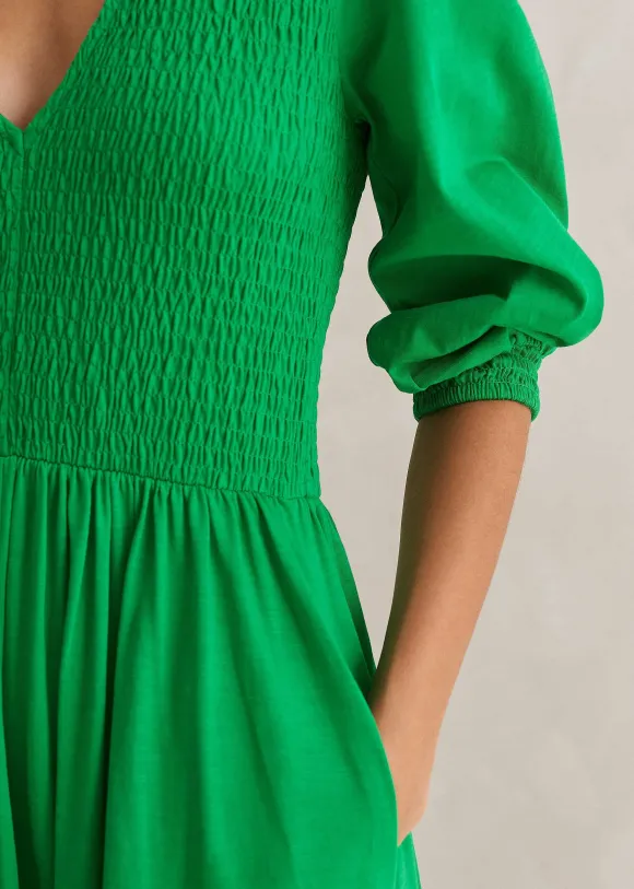 Slub Cotton V-Neck Maxi Dress