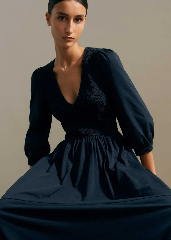 Slub Cotton V-Neck Maxi Dress