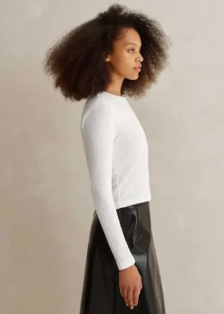 Slub Jersey Crop Crew Neck Top
