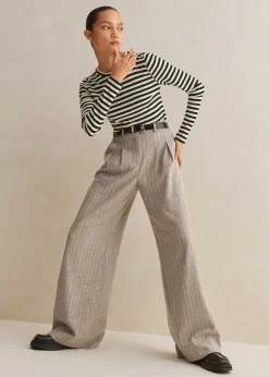 Slub Jersey Crop Stripe Crew Neck Top