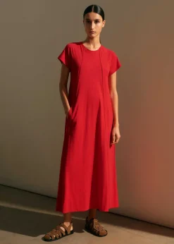 Slub Jersey Midi Swing Dress