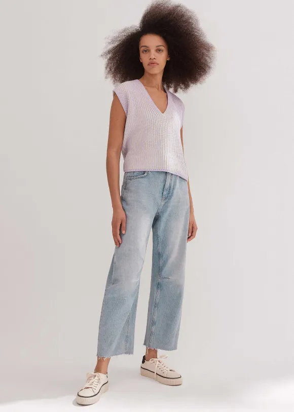Soft-Touch Rib Cotton Knit Vest