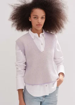 Soft-Touch Rib Cotton Knit Vest