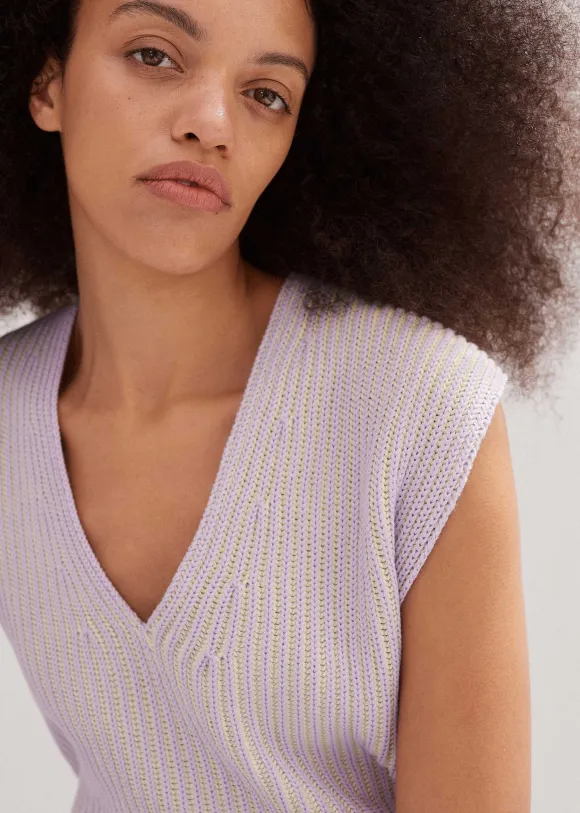 Soft-Touch Rib Cotton Knit Vest