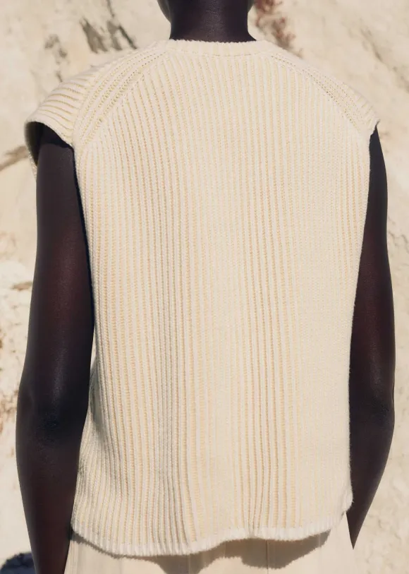 Soft-Touch Rib Cotton Knit Vest