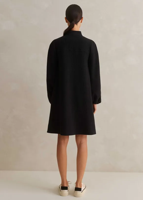 Sporty Jacquard Zip Up Swing Dress