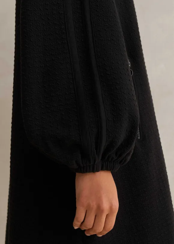 Sporty Jacquard Zip Up Swing Dress