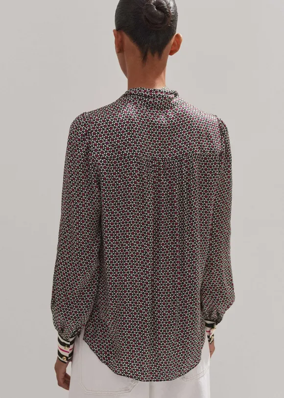 Star Flower Print Pussybow Blouse
