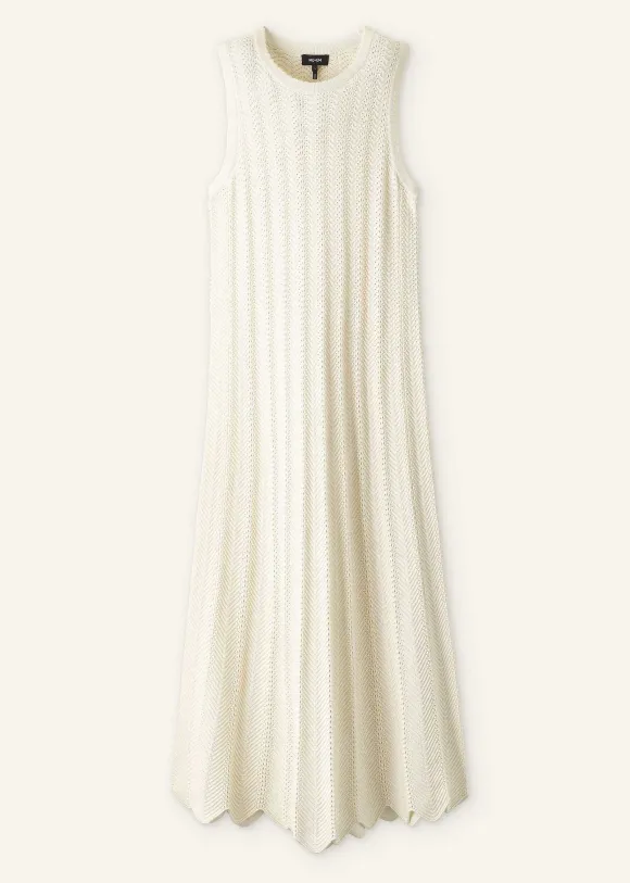 Textured Cotton Knit Scallop Maxi Dress