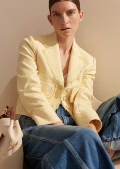Textured Cotton-Blend Crop Jacket