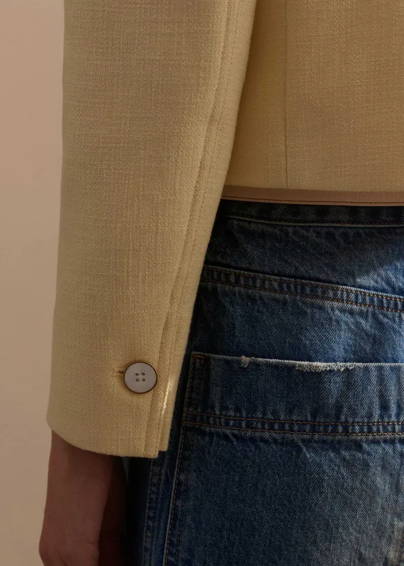 Textured Cotton-Blend Crop Jacket
