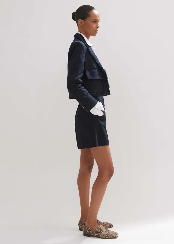 Textured Cotton-Blend Crop Jacket + Tweed Short Suit