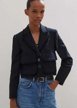 Textured Cotton-Blend Crop Jacket