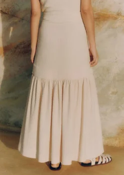 Textured High-Waisted Maxi Skirt