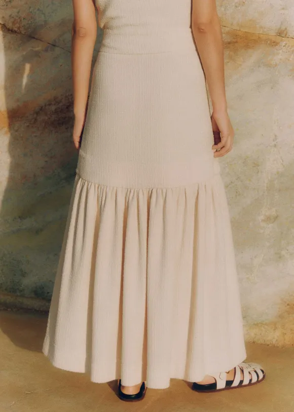 Textured High-Waisted Maxi Skirt