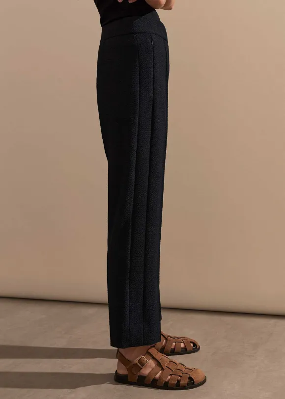 Textured High-Waisted Slim Crop Trouser