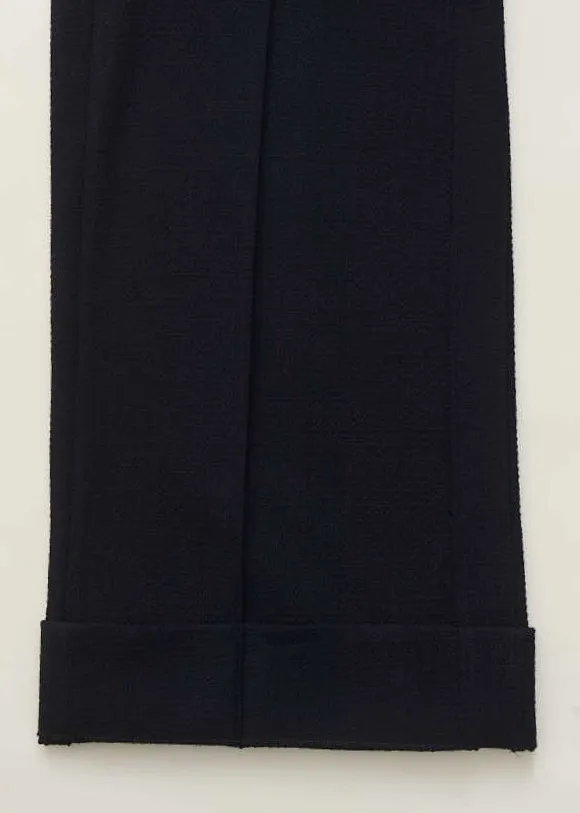 Textured High-Waisted Wide-Leg Crop Trouser