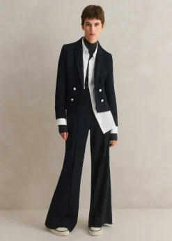 Textured High-Waisted Wide-Leg Trouser