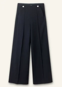 Textured High-Waisted Wide-Leg Trouser