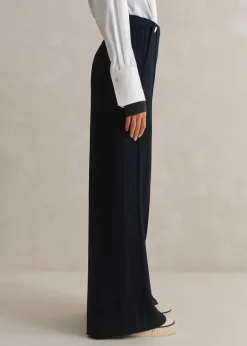 Textured High-Waisted Wide-Leg Trouser