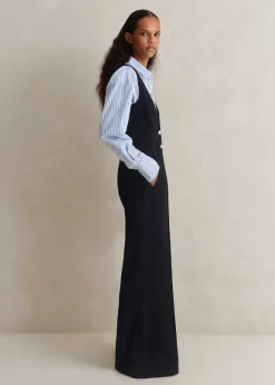 Textured Low V Wide-Leg Jumpsuit