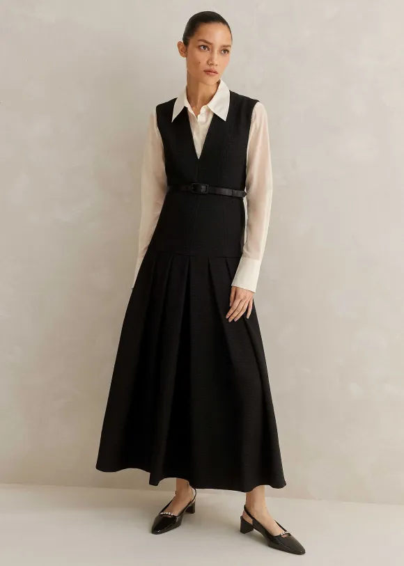 Textured Midi Dress + Belt