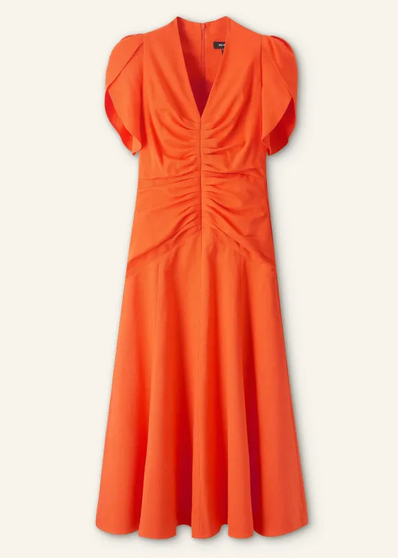Textured Pleat Front Midi Dress