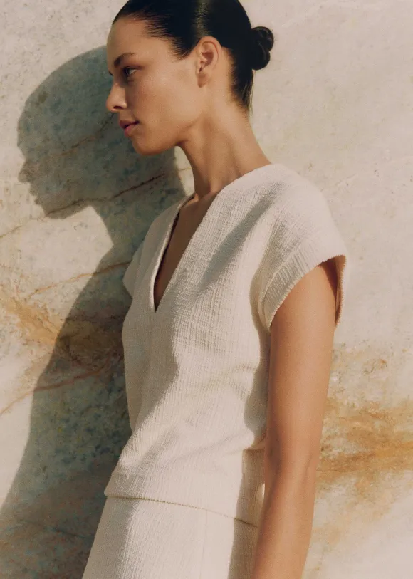 Textured V-Neck Top