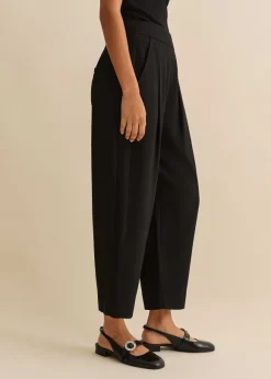 Textured Weave Crop Tapered Trouser