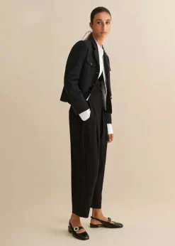 Textured Weave Crop Tapered Trouser