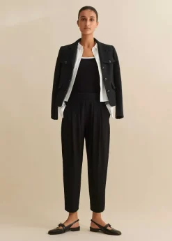 Textured Weave Crop Tapered Trouser