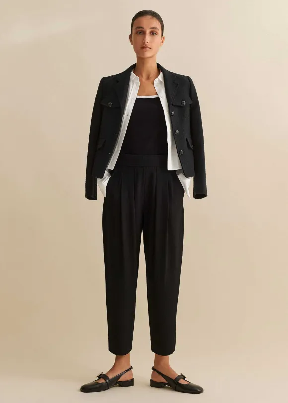 Textured Weave Crop Tapered Trouser