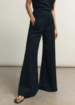 Textured Wide-Leg Palazzo Pant
