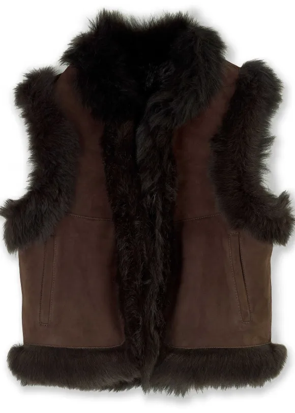 Toscana Shearling Reversible Cropped Gilet