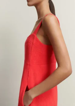 Towelling Sleeveless Midi Dress
