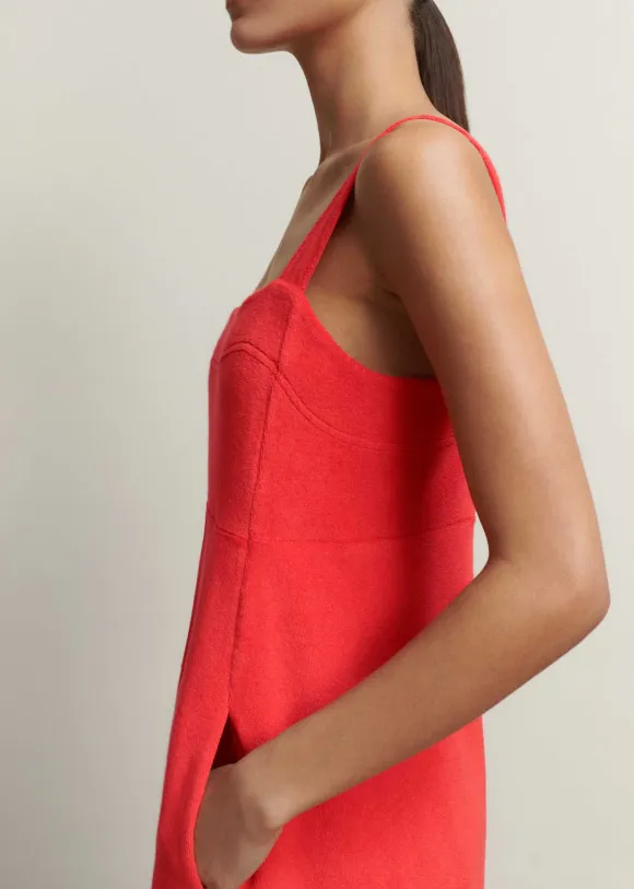 Towelling Sleeveless Midi Dress
