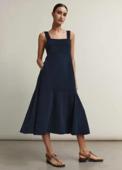 Towelling Sleeveless Midi Dress