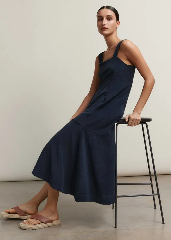 Towelling Sleeveless Midi Dress