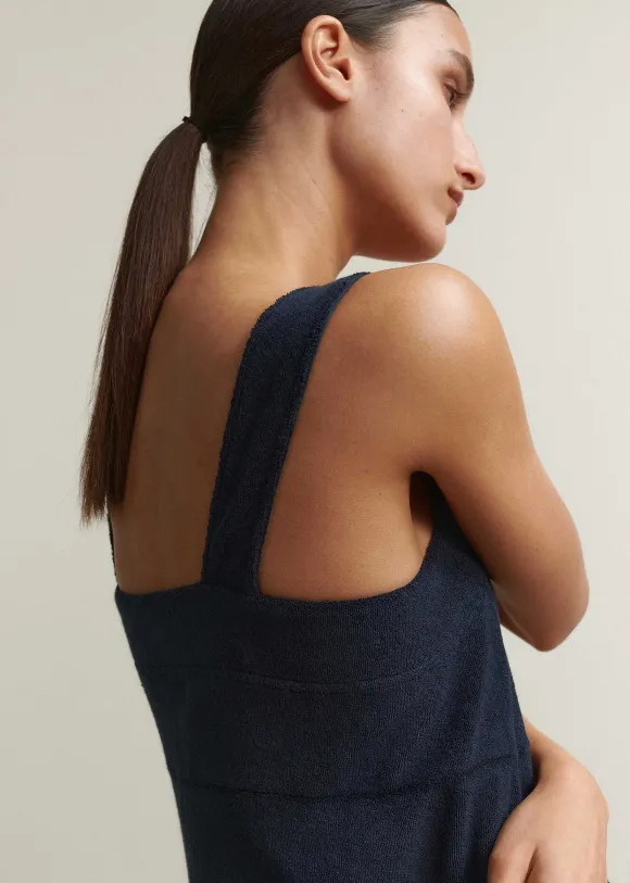 Towelling Sleeveless Midi Dress