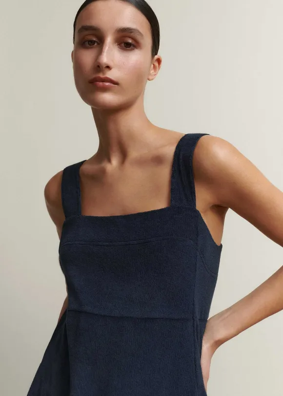 Towelling Sleeveless Midi Dress