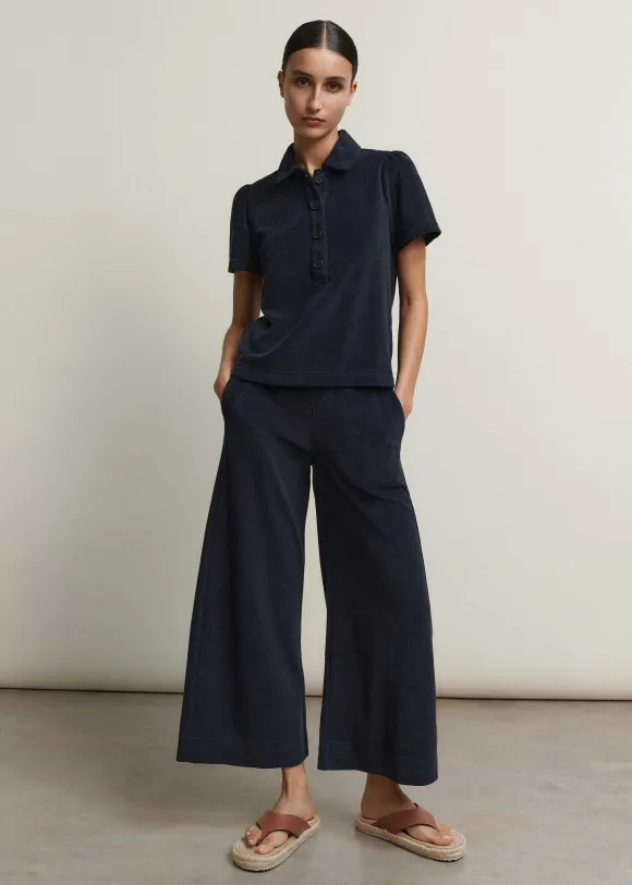 Towelling Wide-Leg Crop Trouser