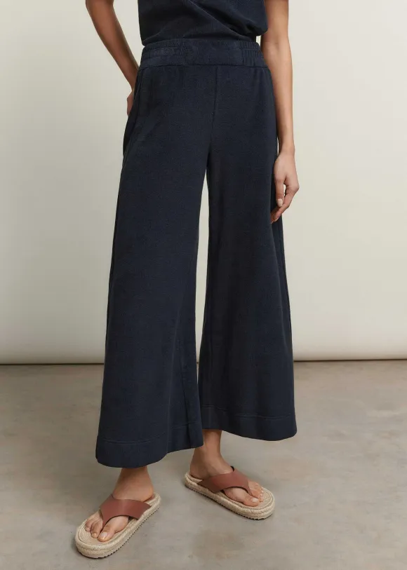 Towelling Wide-Leg Crop Trouser