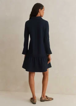 Travel Tailoring Fluted Hem Shift Dress