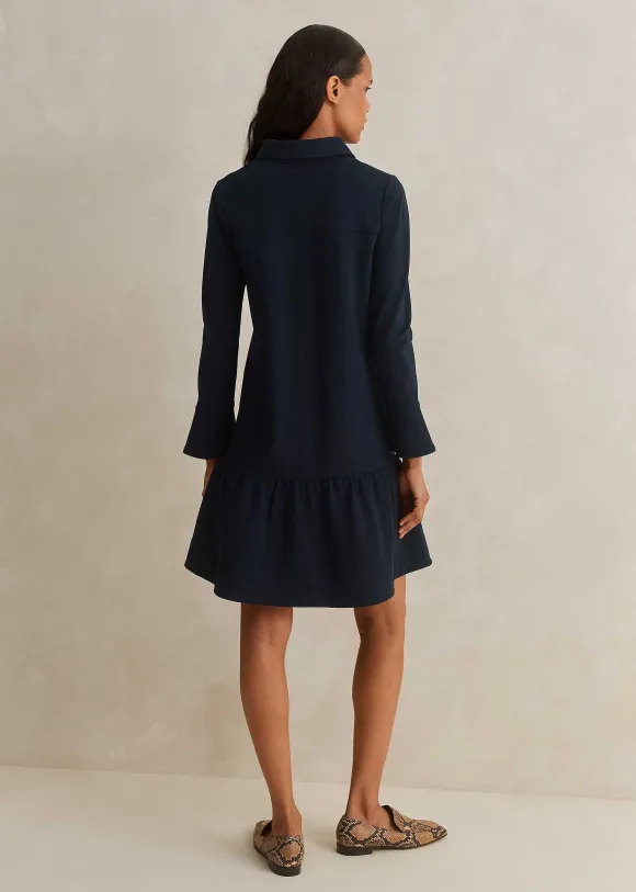 Travel Tailoring Fluted Hem Shift Dress