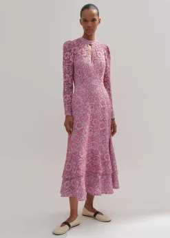 Two-Tone Lace Midi Dress
