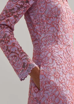 Two-Tone Lace Midi Dress