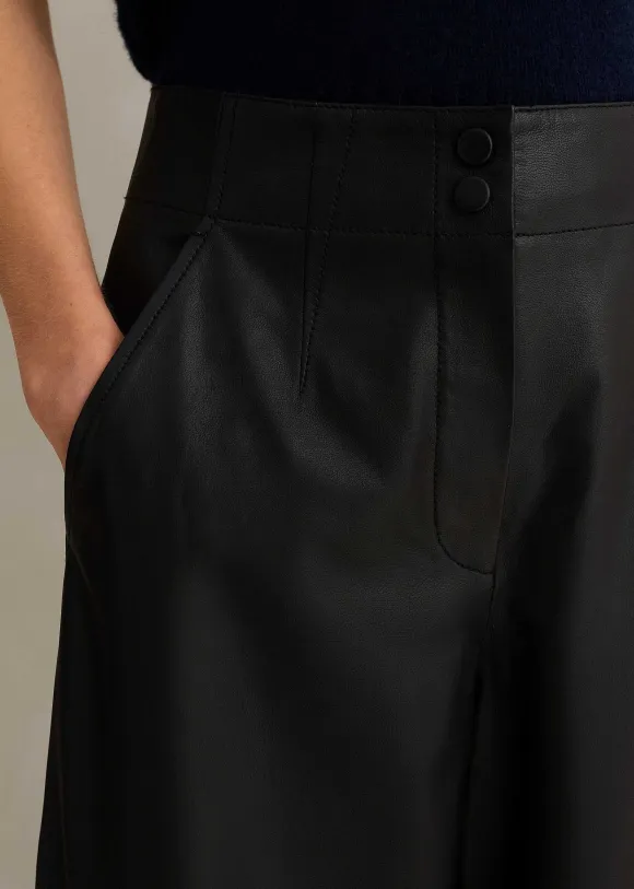 Ultra-Soft Leather Wide-Leg Trouser