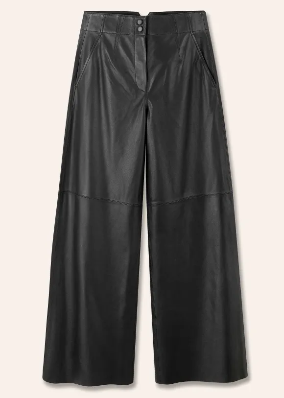 Ultra-Soft Leather Wide-Leg Trouser