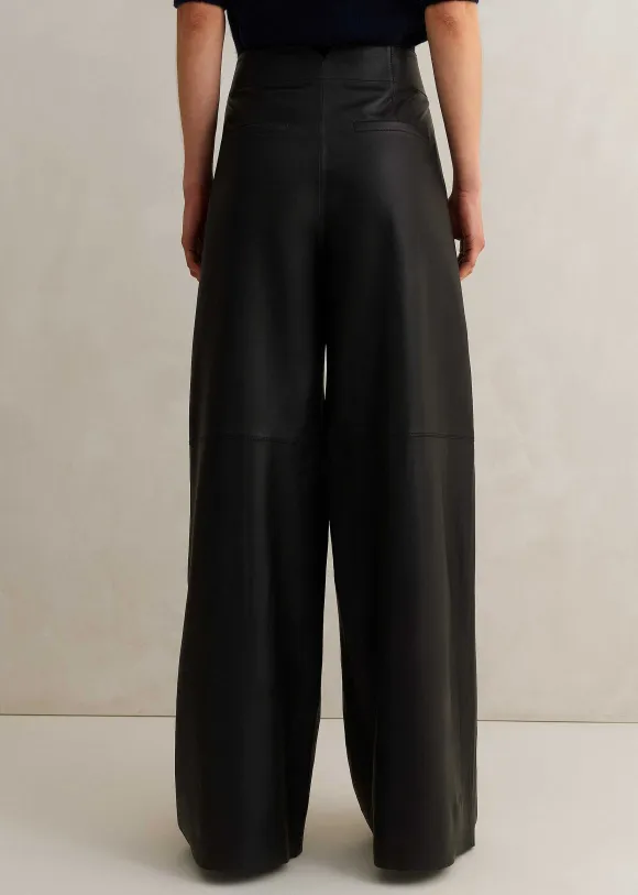 Ultra-Soft Leather Wide-Leg Trouser
